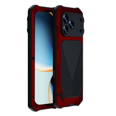 Imagem de LYJSMGZ Capa de proteção militar contra quedas para Iphone17 Pro Max/17 Air/17 Pro/17, armação de lente de metal, suporte fino, 360°, capa protetora completa, vermelha, 17 Pro Max