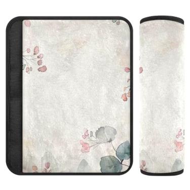 Imagem de Burbuja Capa para cinto de segurança de carro com folhas aquarela, macio, confortável, protetor de cinto de segurança de carro para alça de ombro de assento de carro, 1 par pequeno