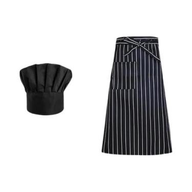 Imagem de Conjunto De Avental De Chef E Touca De Cozinha Para Uniforme De Trabal