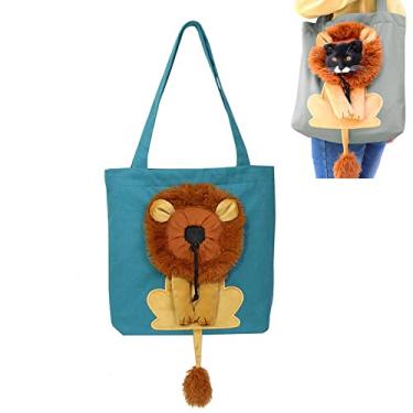 Imagem de Bolsa de Transporte Ombro em Lona para Pets Porta-Pet com Forma Leão Fofo Cães Pequenos e Gatos Tote Peito Portátil Respirável Suprimentos