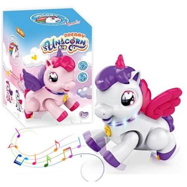 Imagem de Pequeno Pônei Unicórnio Anda com Asas Música e Luzes Branco - Toy King