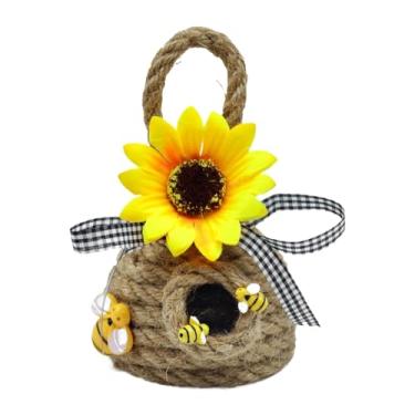 Imagem de KiBcsLic Decoração Artesanal em Formato de Favo de Mel, Ornamento de com Pequena Colmeia Rústica para Decoração de Parede.