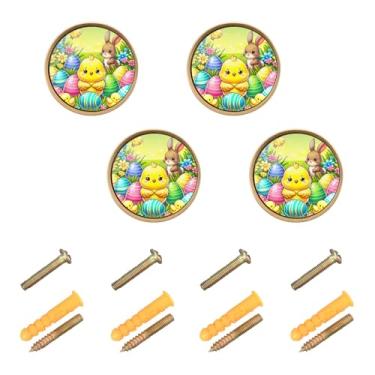 Imagem de ODAWA Ovos de pintinho de páscoa verde pacote com 4 ferragens modernas para armário de cozinha com parafuso, puxadores de armário para casa, cozinha, quarto, banheiro