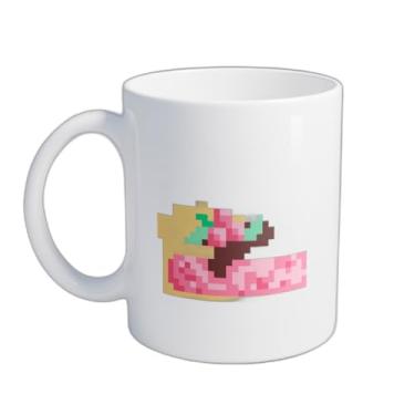 Imagem de Caneca Xícara de Café Porcelana 300ml Estilo Pixel Bolo