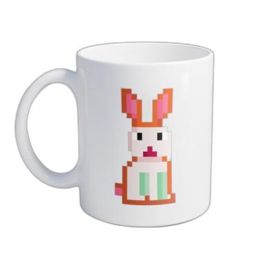 Imagem de Caneca Xícara de Café Porcelana 300ml Com Desenho de Coelho Arte de Pixel