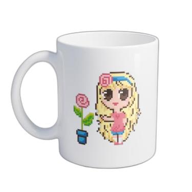 Imagem de Caneca Xícara de Café Porcelana 300ml Personagem Anime Chibi Rosa