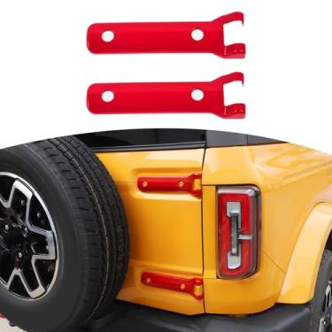 Imagem de JOSHELA Acabamento da tampa da dobradiça da porta traseira do Bronco Red para Ford Bronco 2021-Present ABS Acessórios externos 2 peças