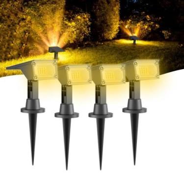 Imagem de Kit 4 Luminária LED Spot Solar Espeto Jardim 10 Lúmens 3000k - ECOFORC