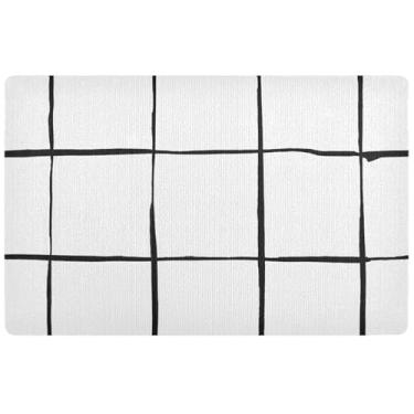 Imagem de TSENQUE Tapete de porta frontal xadrez moderno personalizado tapete de boas-vindas absorvente antiderrapante para casa lavável tapete de boas-vindas outono 81 x 50 cm