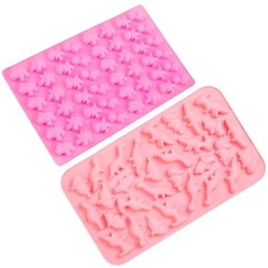 Imagem de Kit Forma Molde Silicone Bombom Dinossauro Chocolate Trufa Pascoa Goma Bala Gelo Confeitaria Culinaria Pasta Americana 48 e 30 Cavidades