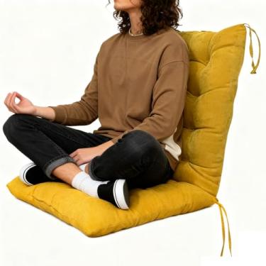 Imagem de Almofada de cadeira de encosto alto, almofadas de assento para cadeira de pátio ao ar livre, almofada de assento reclinável macia para cadeira de jardim com encosto para escritório, casa, cadeiras de