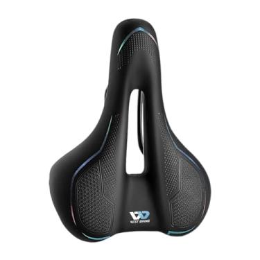 Imagem de Vaveren Selim de bicicleta em couro PU com design ergonômico, unissex, para mountain bike e bicicletas de estrada, Colorida