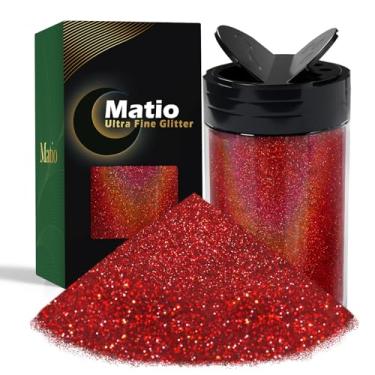 Imagem de Matio Pó De Glitter Ultrafino Holográfico, Resina Para Artesanato Vermelho Laser 7,8 Oz/220 G, Flocos Lantejoulas Metálicas Unhas 1/128" Copo Epóxi, Arte Faça Você Mesmo, Slime, Corpo E Rosto, Natal