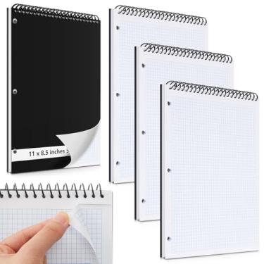 Imagem de MotiMind Pacote com 4 cadernos espirais superiores de 21,6 x 28 cm, bloco de notas com 3 furos, branco, bloco de notas, 50 folhas, papel de papelão, encadernado em arame, para escritório, escola