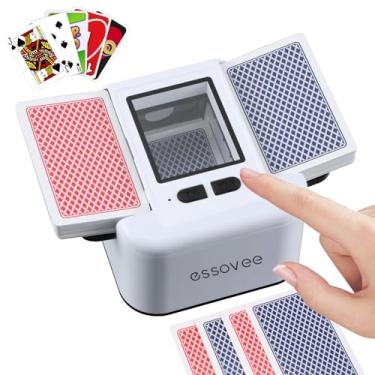 Imagem de Essovee Baralhador automático de cartões para 1-2 baralhos, modo duplo e recarregável USB-C, máquina de embaralhar cartões elétrica portátil, embaralhador rápido de cartas para pôquer, Blackjack, UNO