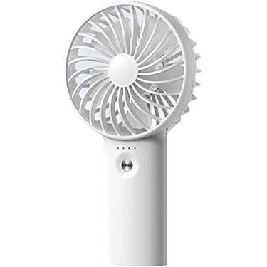 Imagem de AEWFRRV Ventilador pequeno móvel ventilador portátil mini ventilador de mesa USB ventilador elétrico 3 engrenagens ajuste silencioso com recarregável para viagens de escritório em casa (6000mAh) yubin1993 (cor: branco leite)