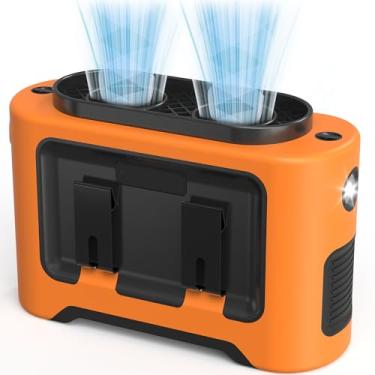 Imagem de Cinto portátil de 14500 mAh com clipe para ventilador de cintura - recarregável operado por bateria, resfriamento máximo de 40H, 5 velocidades 14600 RPM, ventilação de ar dupla, ventilador de gola de