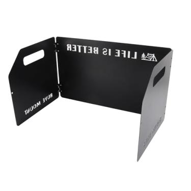 Imagem de Cryfokt Bloqueador de de Metal Portátil Eficiente para Fogão de Acampamento para Cozinhar Piquenique Ao Ar Livre (Preto Tridobrado)