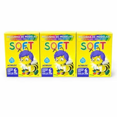 Imagem de Massinha de Modelar Soft, 6 Cores, 90g, Massa de Moldear Não Tóxica