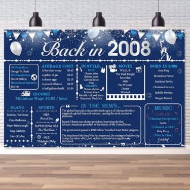 Imagem de Back in 2008 Backdrop, banner de parede grande estilo retrô, Cheers and Beers to 18 Years, Back in 2008, banner de parede grande, decoração de 18º aniversário de 18 anos, fundo fotográfico 1,8 x 1,2 m