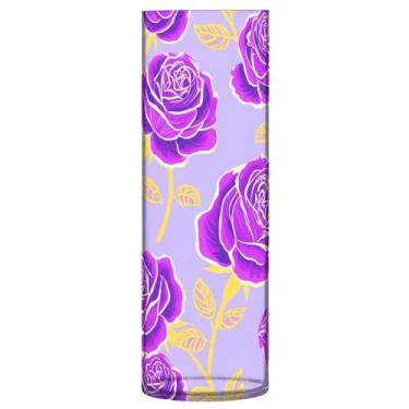 Imagem de CEBUGI Vaso de flor rosa roxa 10 cm x 30 cm Vaso cilíndrico para flores, vaso transparente inquebrável para decoração de casa de festa de casamento