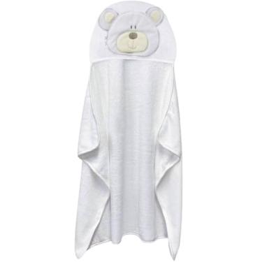 Imagem de Toalha De Banho Infantil Capuz Power Sec 3D Animal 100x70cm Toque Extra Macio Secagem Rápida Hipoalergênico 0-36 meses (Branco)