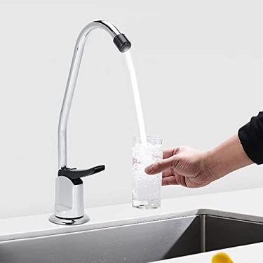 Imagem de Pissente Torneira de Torneira de Pia de Pia de Ganso Cromo, G1/4in Com Liga de Cobre para água Pura, Filtro de água, Amaciante de