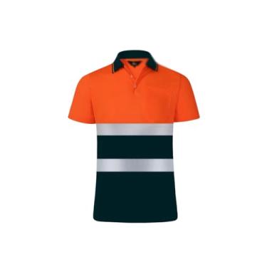 Imagem de Camiseta de trabalho reflexiva de alta visibilidade, blusa de manga curta de secagem rápida para trabalho noturno, camiseta de trabalho durável de proteção (laranja A, grande)