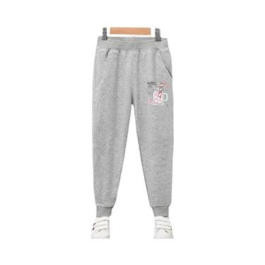 Imagem de Calças De Moletom De Algodão Com Cintura Elástica Para Meninas, Estamp