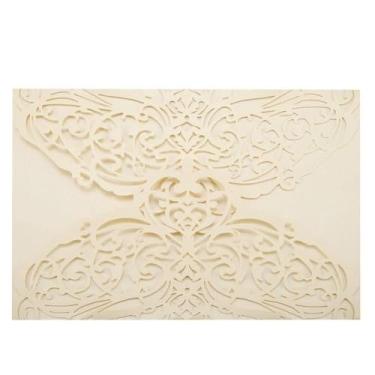Imagem de CUOFYUNL 10 unidades de cartões de convites de casamento em estilo europeu esculpindo envelopes de convites para festas de aniversário (C)