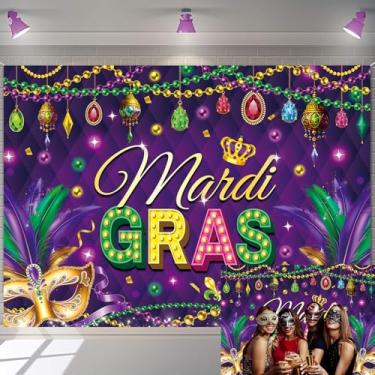 Imagem de Pano de fundo de carnaval baile de máscaras decorações de festa carnaval fotografia fundo banner cabine de fotos adereços de estúdio (210 x 150 cm)