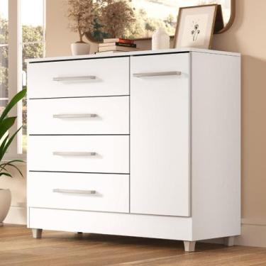 Imagem de Comoda Laura 4 Gavs 1 Porta - Quarta Divisão Móveis, Branco