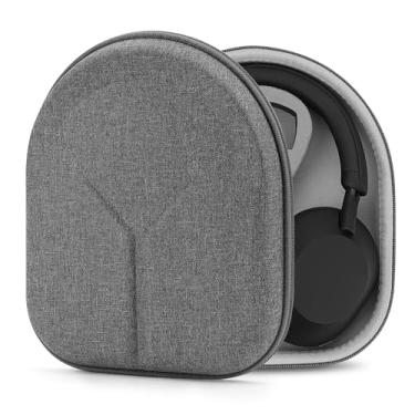 Imagem de Geekria Capa protetora para fones de ouvido compatível com Sony WH-CH720N, WH-1000XM5, WH-1000XM4, WH-XB910N, bolsa rígida de substituição para transporte de viagem com armazenamento de cabo (cinza)
