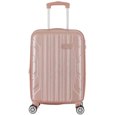 Imagem de Mala de Mão 10kg com Cadeado TSA ABS – Rodinhas 360° Duplas – Bagagem de Bordo Reforçada com Zíper Duplo Antifurto(20polegada,ouro rosa-20'')