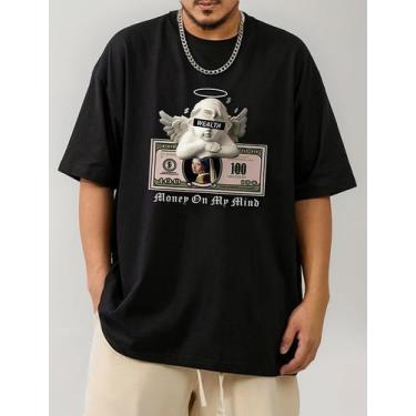 Imagem de Camiseta Basica Masculina Cash Money Angel Street Styles, Preto, GG