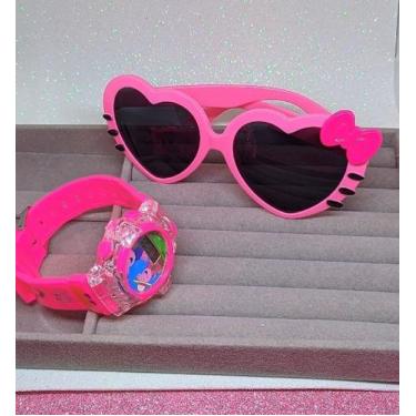 Imagem de Kit Relógio Infantil Digital Pisca Luz Led Toca Musica Princesas + Ócu