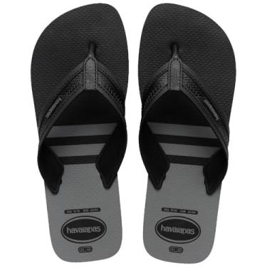 Imagem de Havaianas City Basic, Chinelo Masculino Esportivo, Preto e Cinza, Design Moderno com Tiras Bicolor (Preto, BR, Adulto, Faixa Numérico, M, 45, 46)
