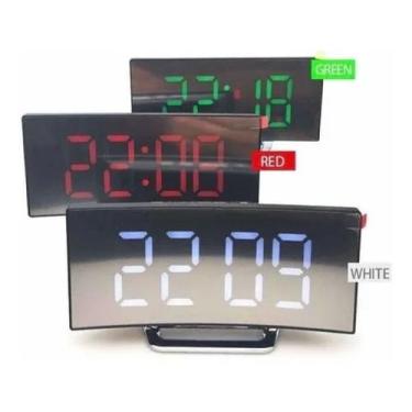 Imagem de Relógio Digital Curvado Espelhado Mesa Despertador Alarme Nf - New, DT