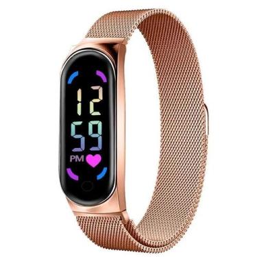 Imagem de Relógio Digital LED À Prova D'Água Feminino 2024 Com Pulseira Magnétic