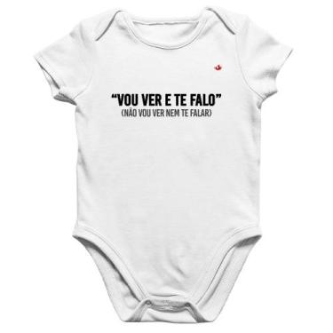 Imagem de Body Bebê Algodão Vou ver e te falo - Foca na Moda, Branco, P