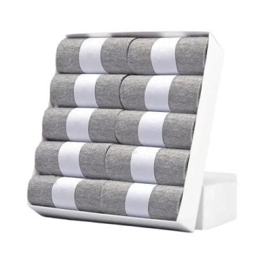 Imagem de Meias Sociais Masculinas Pretas De Cano Médio 10 Pares Algodão Outono 