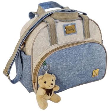 Imagem de Bolsa Maternidade Bebe Jeans Média Enxoval + Ursinho - Miellu Bolsas
