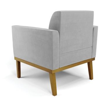 Imagem de Sofá Namoradeira Com 2 Poltronas Base De Madeira Fixa Castanho Marisa Suede D03 - D?rossi Cor Cinza