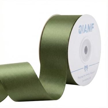 Imagem de QIANF Fita verde musgo de 3,5 cm fita de cetim dupla face para embrulhar laços de cabelo para fazer cadeira, casamento, chá de bebê, decoração de convite de festa de aniversário, costura artesanal, 25