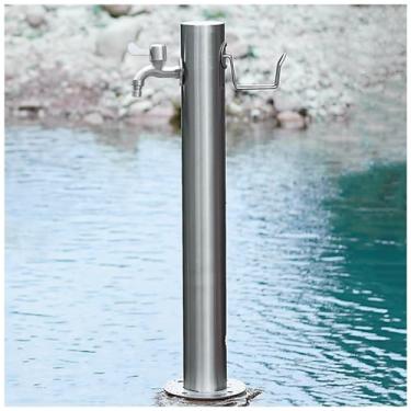 Imagem de Torneira de coluna de água externa de aço inoxidável - torneira de fonte redonda para irrigação de gramado, suporte de mangueira de jardim, torneira de água montada no chão (estilo 5-20,5 cm × 86 cm)