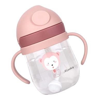 Imagem de Cryfokt Copo de Palha para bebê à Prova de Vazamentos, Canudo Pesado de 360 ​​° para Viagens Em Casa, Copo Com Canudinho de Plástico Inodoro, Capacidade de 250 Ml para Bebês e Crianças Pequenas (Rosa)