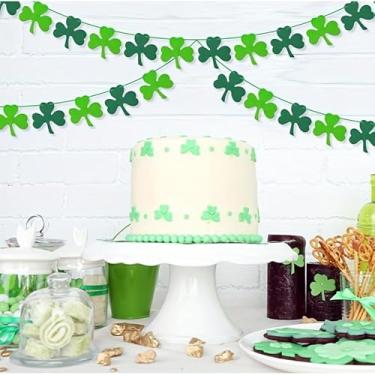 Imagem de Faixa de tecido de guirlanda de coelho da Páscoa de feltro com detalhes de coração de trevo decoração de parede de primavera para festa de escritório em casa