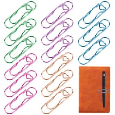 Imagem de Logohu 15 peças de clipes de metal para notebook, clipe de papel de coração, acessórios de agenda coloridos para diário, livros, prancheta