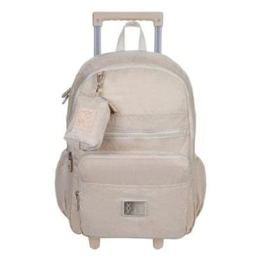 Imagem de MOCHILA ESCOLAR RODINHAS BEGE TRENDY 4 ZÍPERS-Feminino