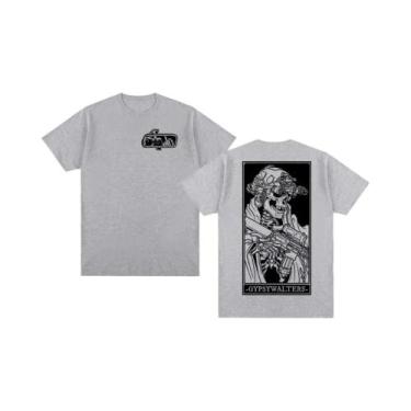 Imagem de Camiseta De Algodão Vintage Oversized Com Estampa De Esqueleto Da Mort